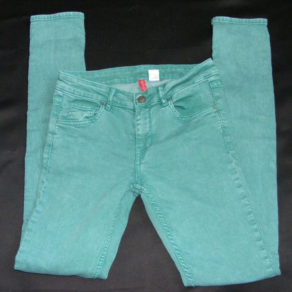 Divide by H&M Straight Leg Teal Jeans EUC - Picture 3 of 5